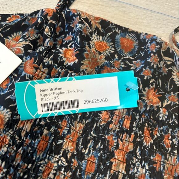 Nine Britton. Kipper Peplum‎ Tank Top. Size: XS. Orange and Brown. New With Tags - Picture 7 of 7